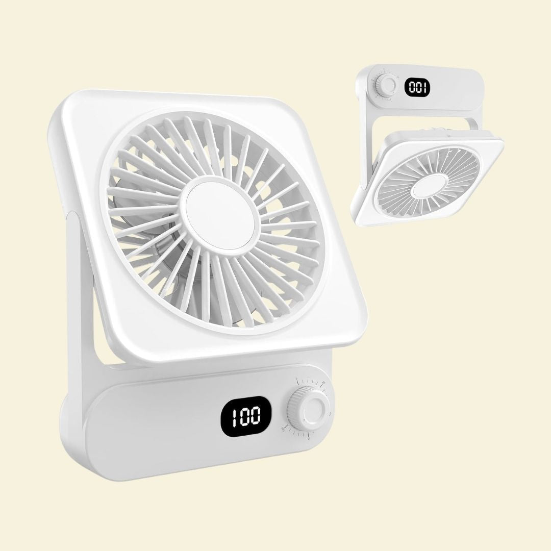 Kompakt Portabel Bordvifte - Trådløs kjølevifte med digital LED-skjerm